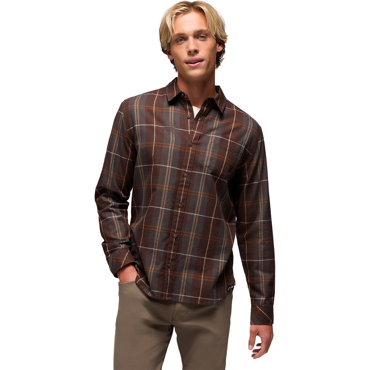 Image of prAna Los Feliz Slim Flannel Shirt - Men's Mocha, M