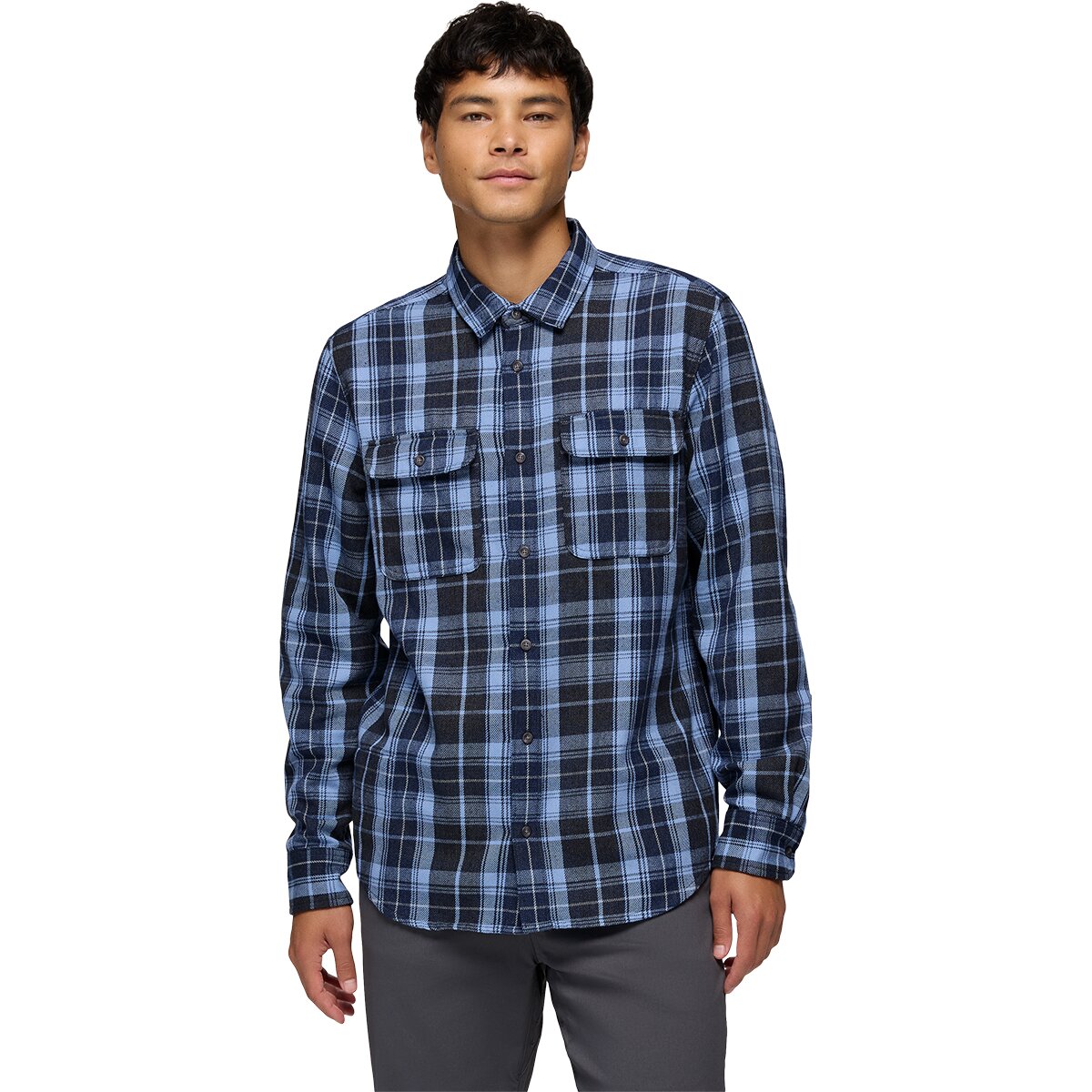 Image of prAna Westbrook Slim Flannel Shirt - Men's Blue Vibes, M
