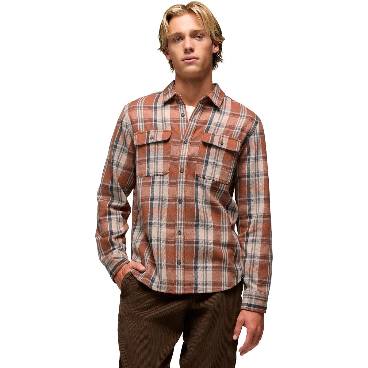 Image of prAna Westbrook Slim Flannel Shirt - Men's Tawny, S