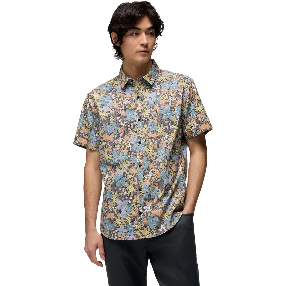 Image of prAna Stimmersee Slim Shirt - Men's Black Summer Nights, XL