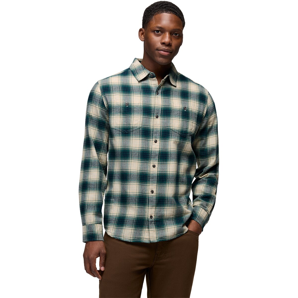 Image of prAna Dolberg Flannel Shirt - Men's Blue Coral, L