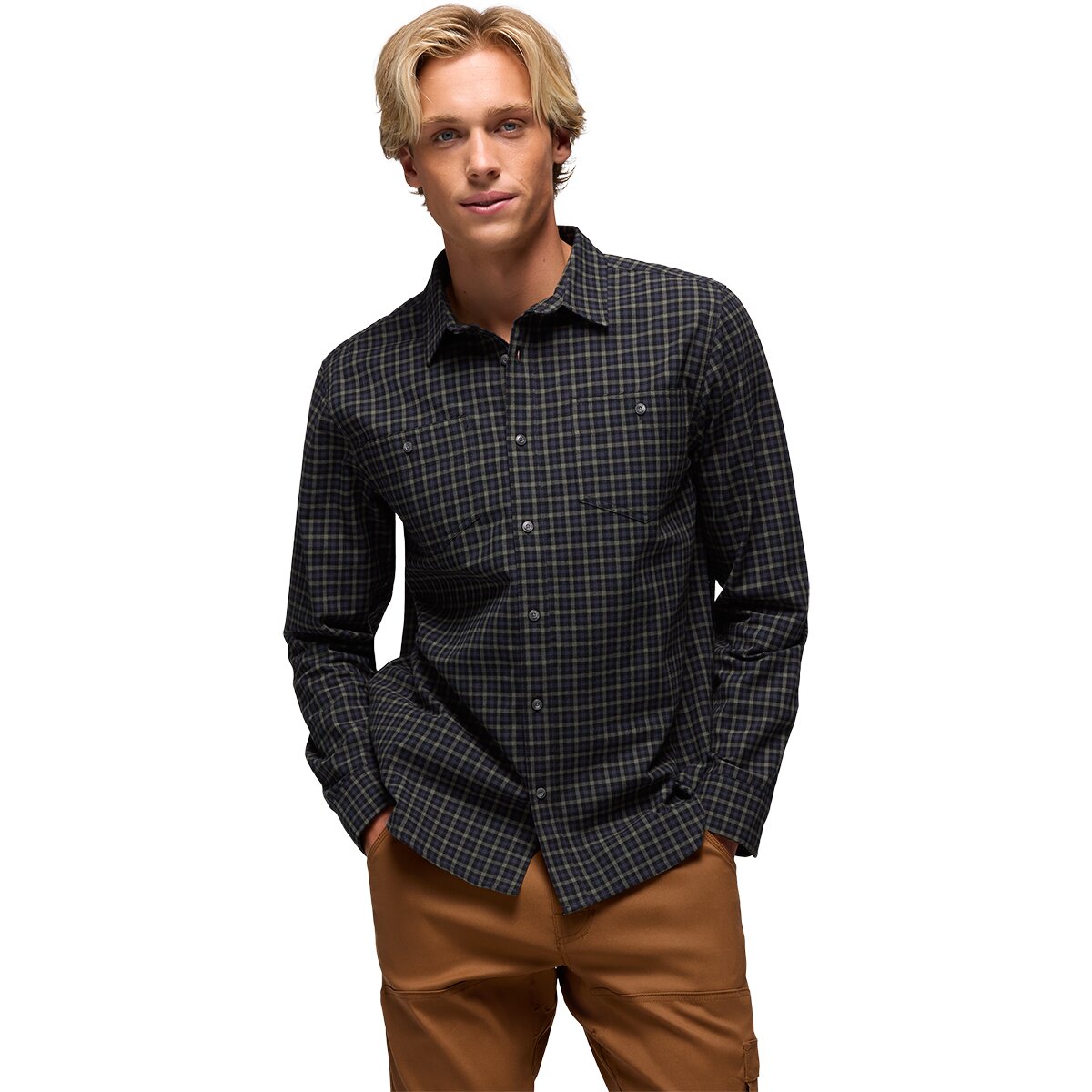 Image of prAna Dolberg Flannel Slim Shirt - Men's Spruce, S