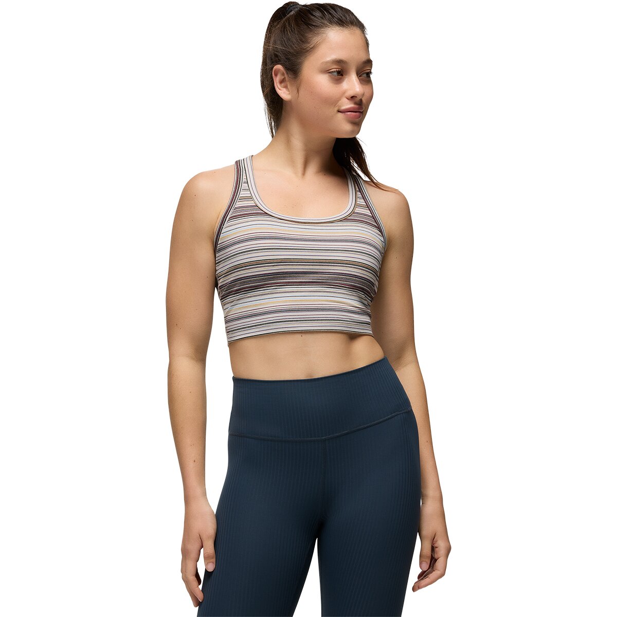Image of prAna Heavana Racerback Bralette - Women's Almond Microstripe, S