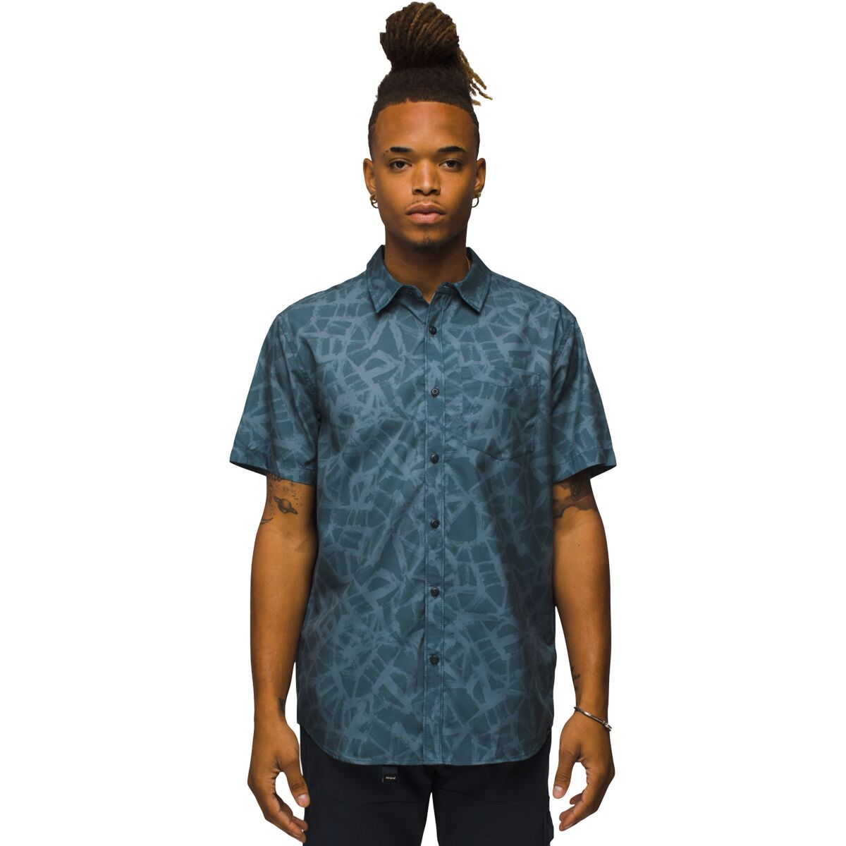 prAna prAna Lost Sol Printed Shirt - Men's Grey Blue Cracked Earth, S