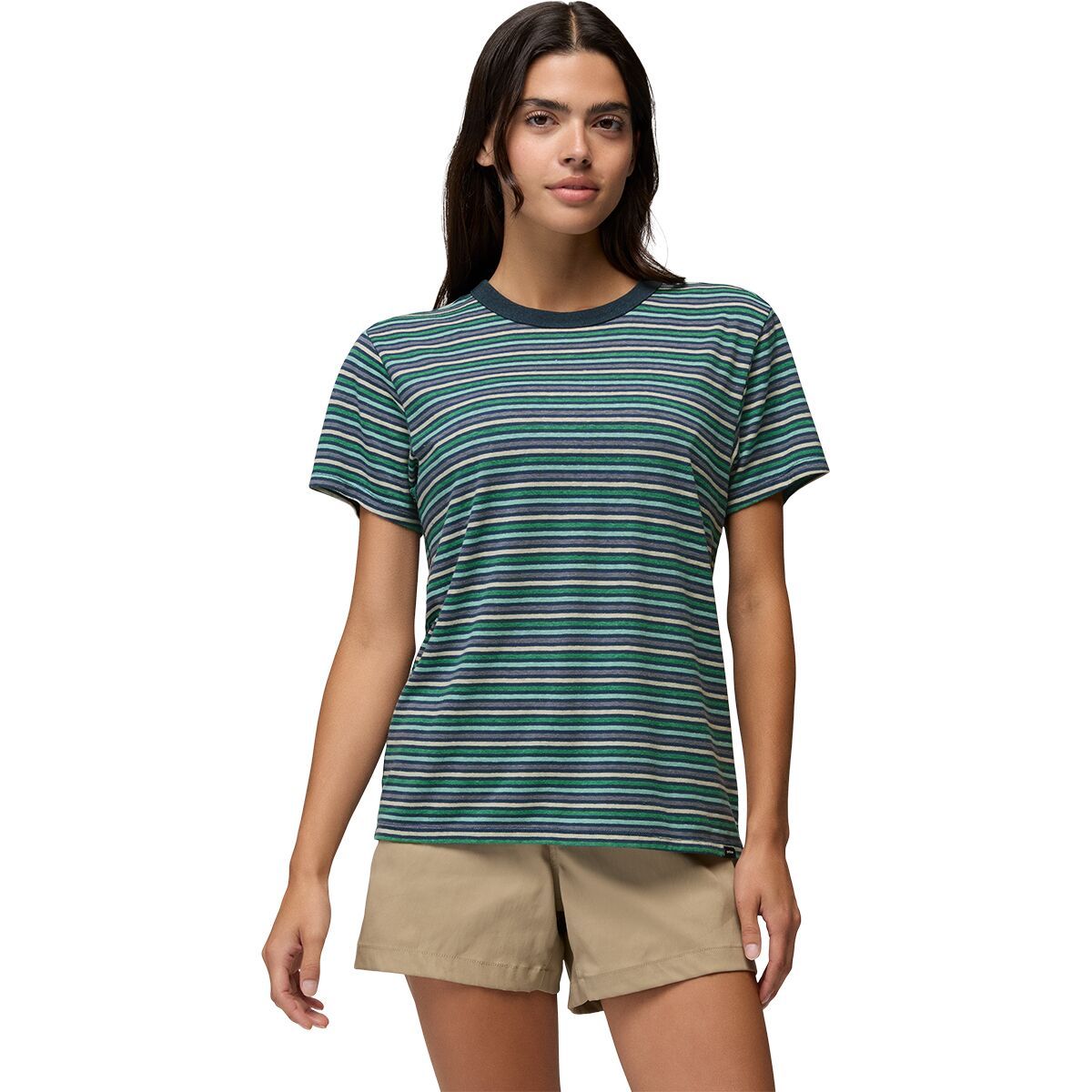 Image of prAna Cozy Up Short-Sleeve T-Shirt - Women's Bluff Blue Stripe, S