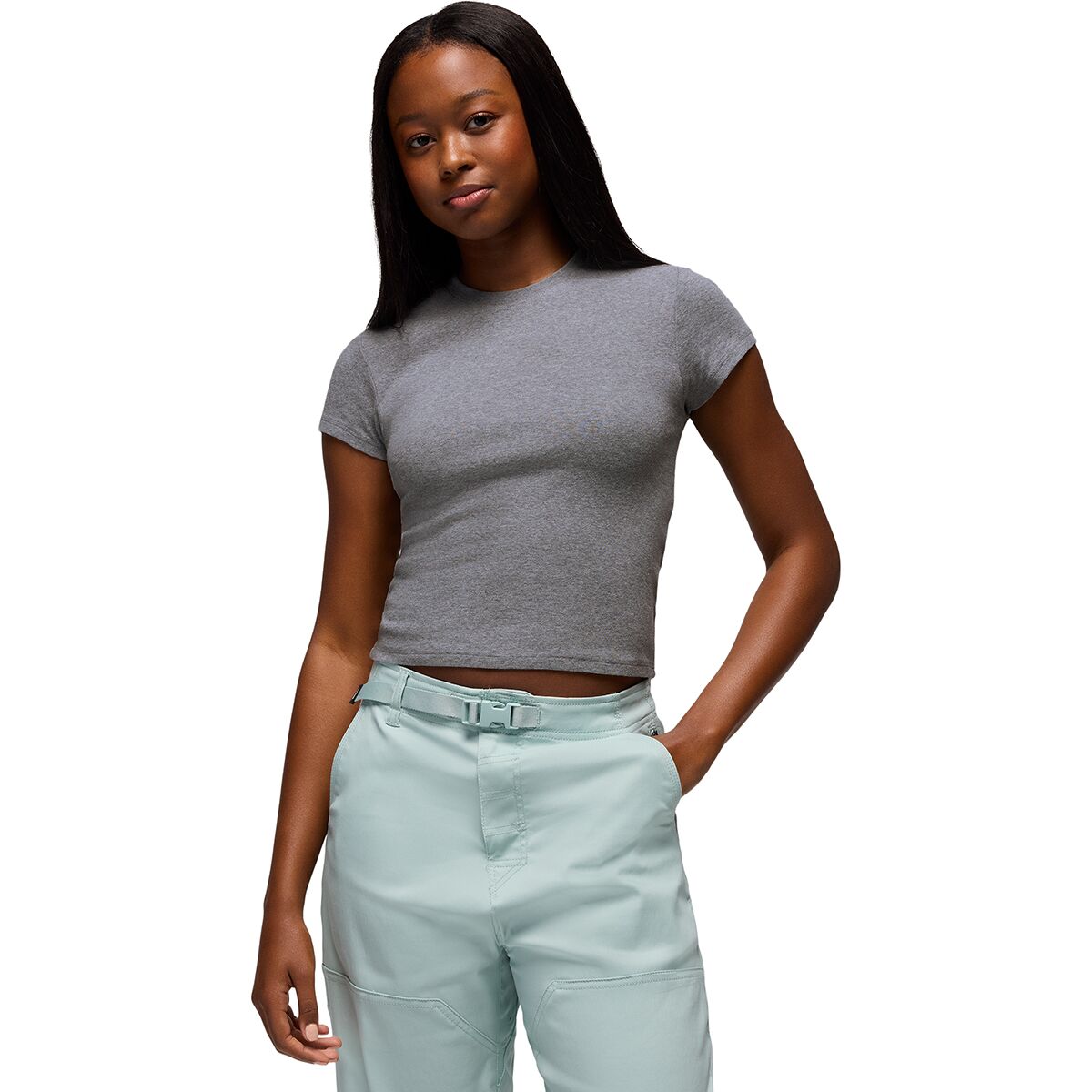 Image of prAna Baby Rib Short-Sleeve T-Shirt - Women's Heather Grey, L