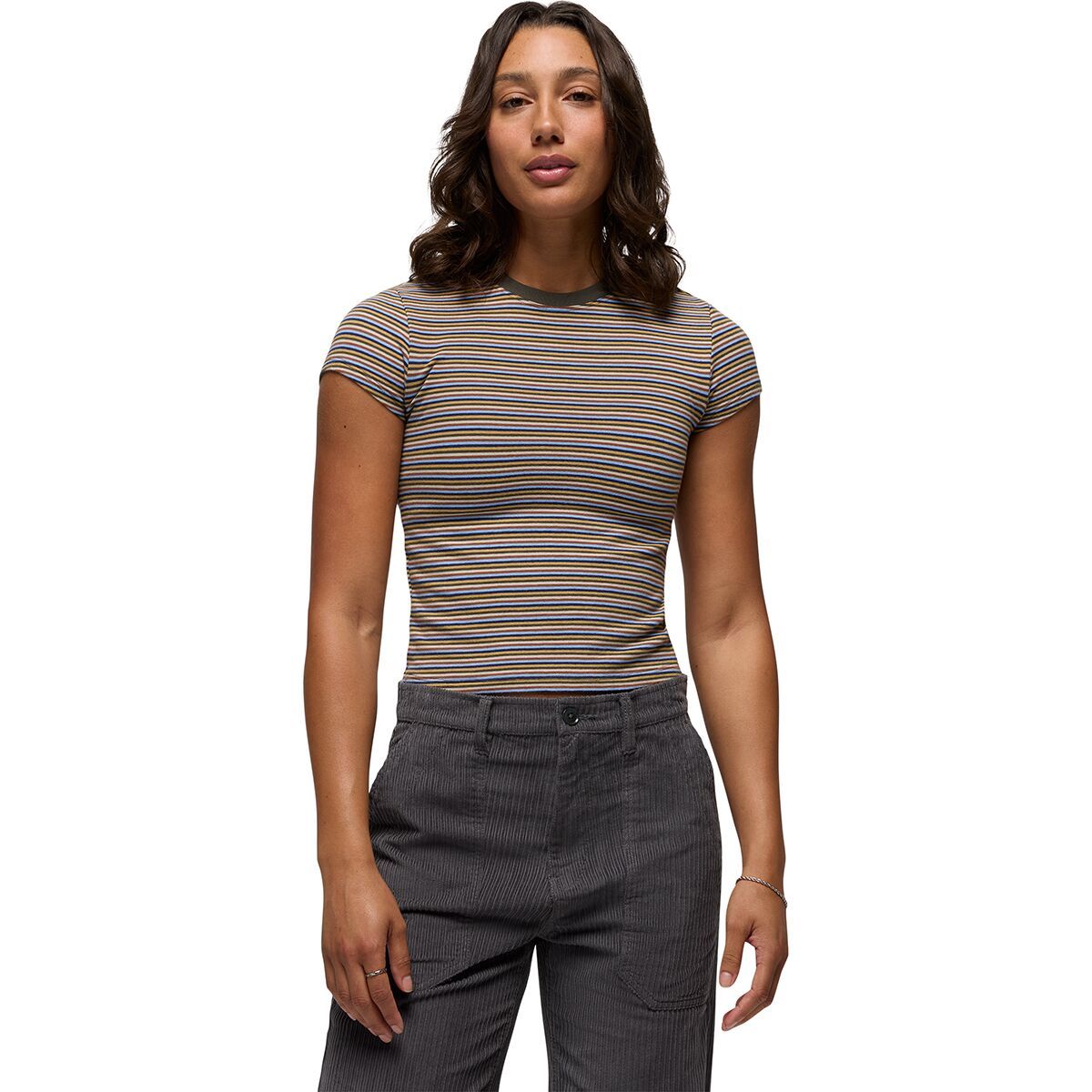 Image of prAna Baby Rib Short-Sleeve T-Shirt - Women's Long Beach Stripe, S