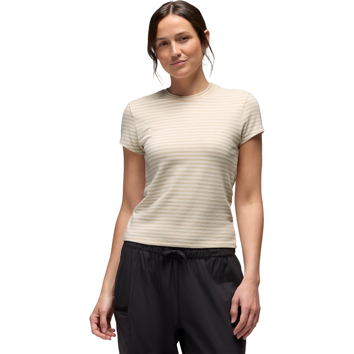 Image of prAna Baby Rib Short-Sleeve T-Shirt - Women's Stone Stripe, S