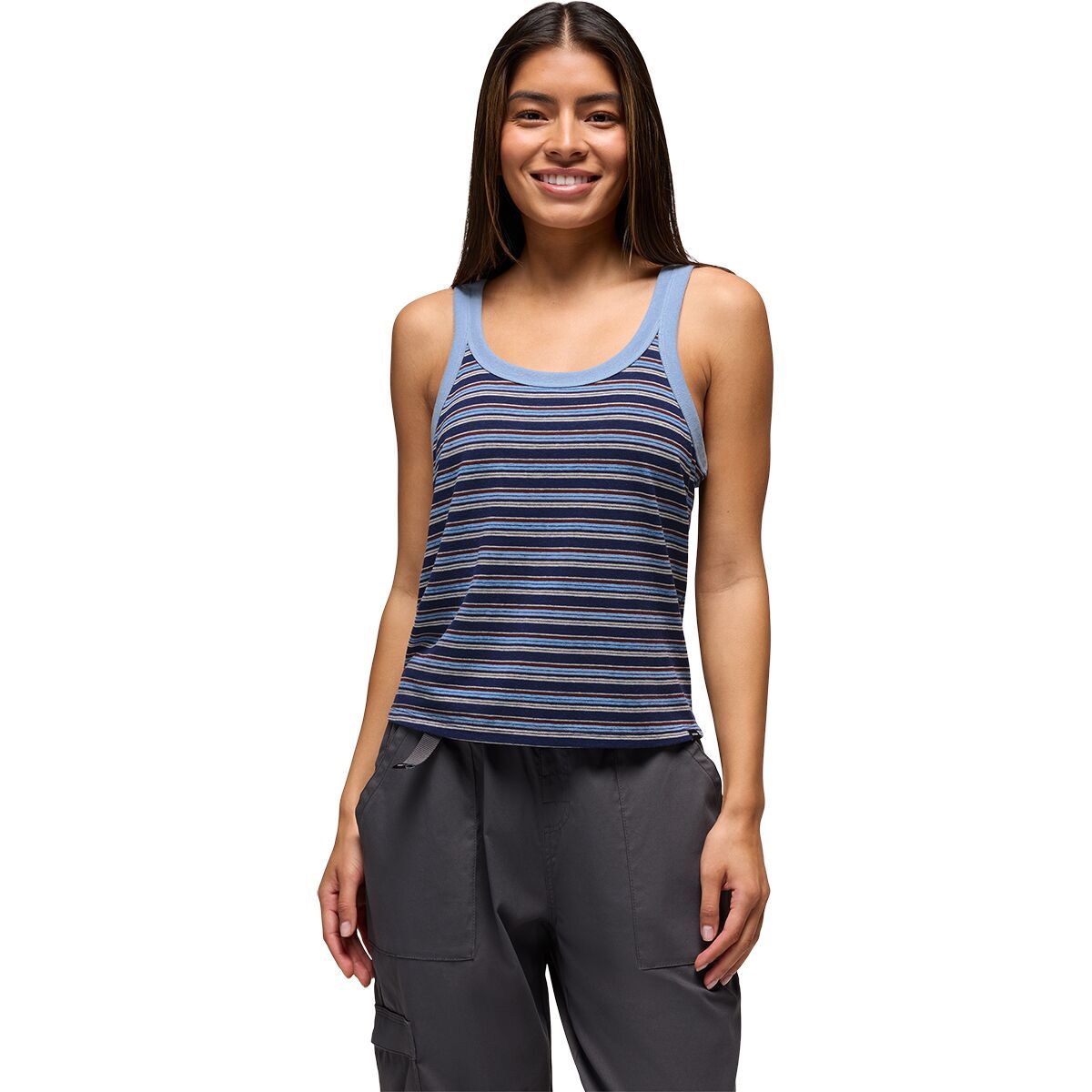 Image of prAna Cozy Up Scoop Tank Top - Women's Capulet Blue Stripe, XS