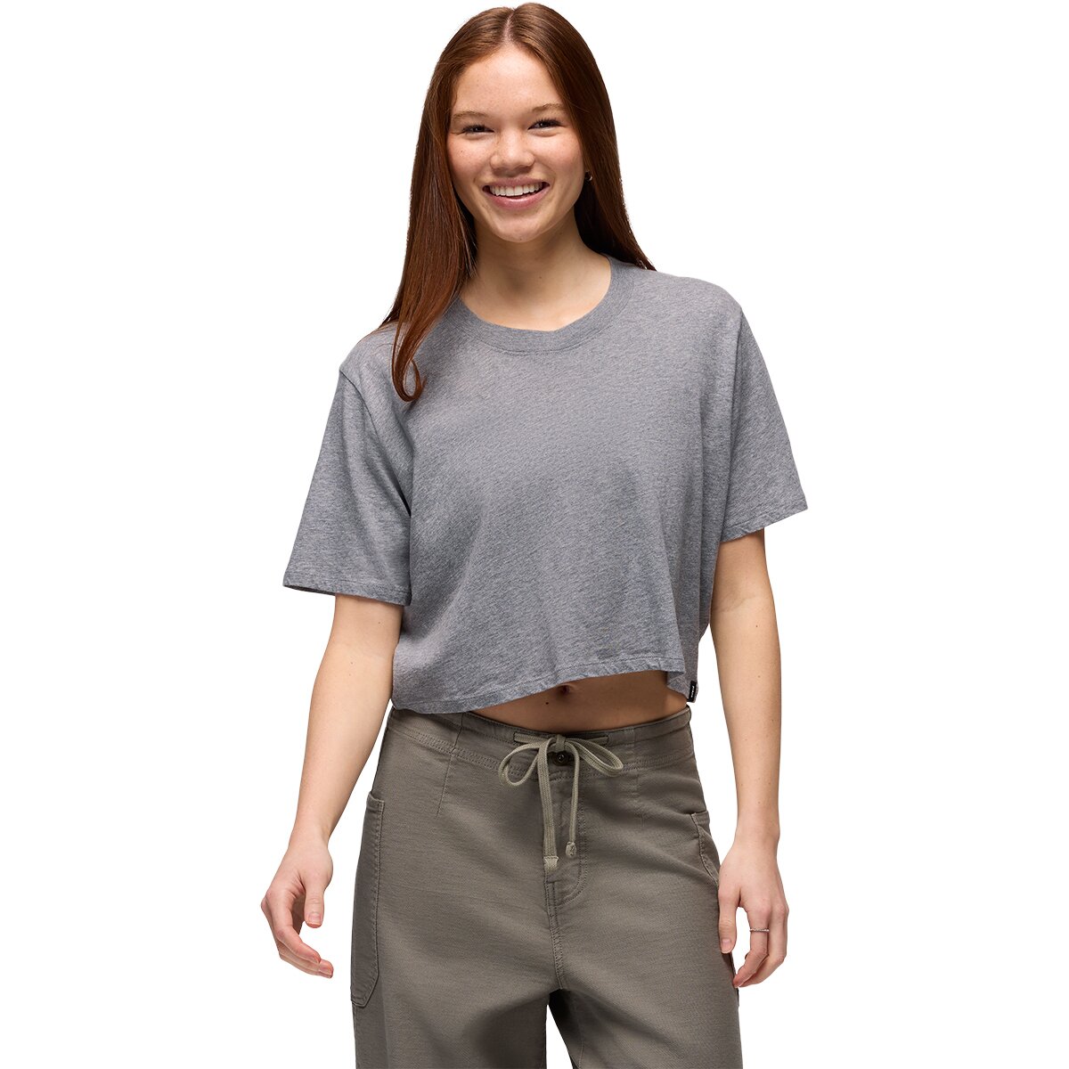 Image of prAna Everyday Crop T-Shirt - Women's Medium Heather Grey, L