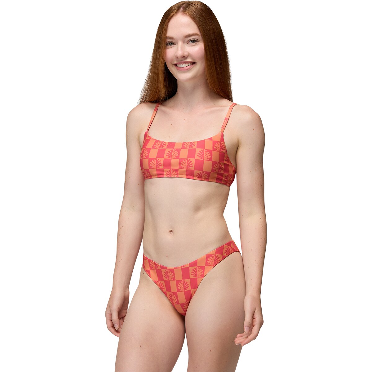 Image of prAna Lahari Classic Bikini Bottom - Women's Guava Pop Checker, L