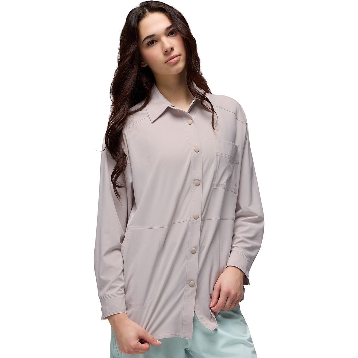 Image of prAna Railay Oversized Button Down Shirt - Women's Almond, XS