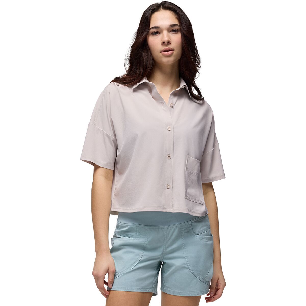prAna Railay Short-Sleeve Button Down Shirt - Women's Almond, XL