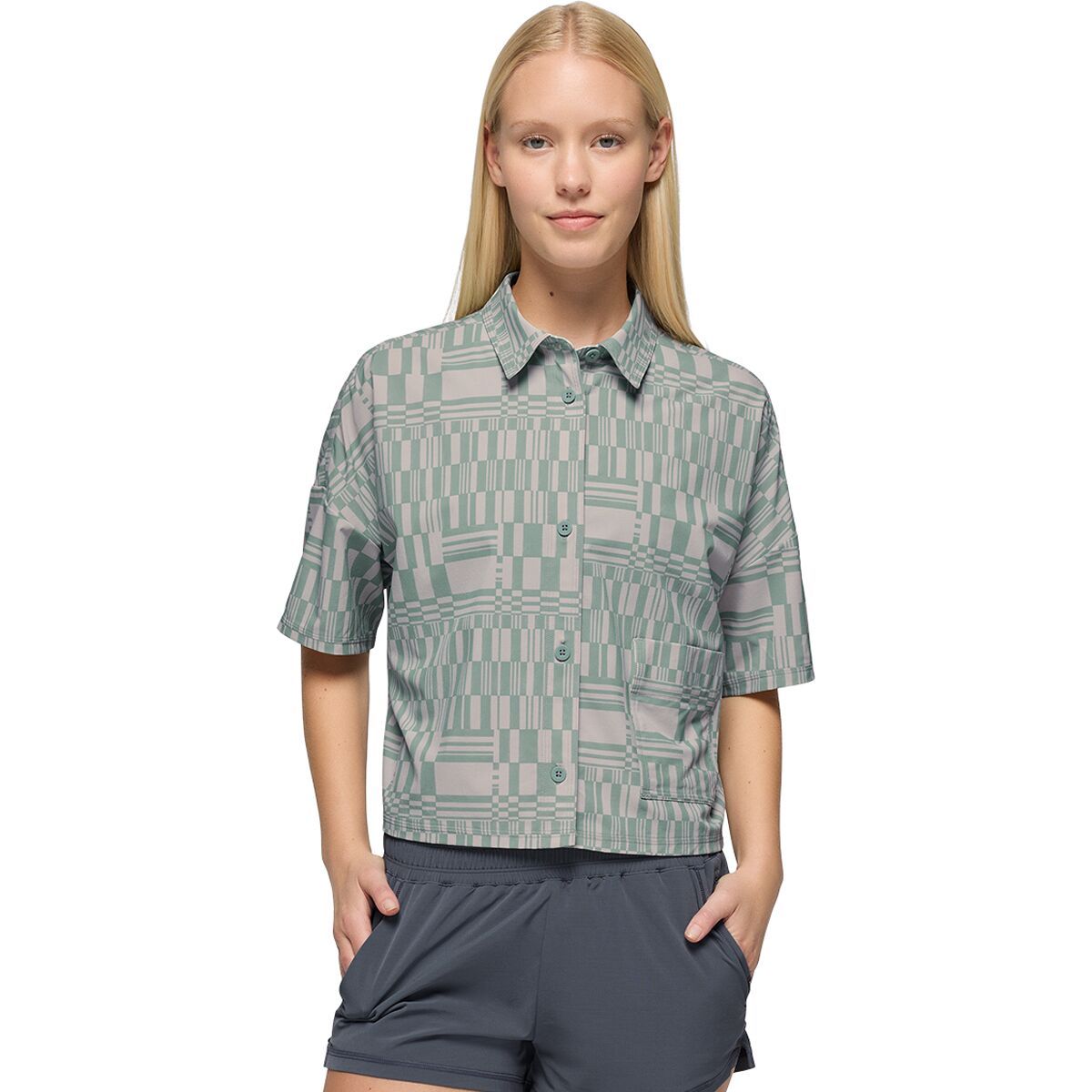 prAna Railay Short-Sleeve Button Down Shirt - Women's Saltwater Drops, M