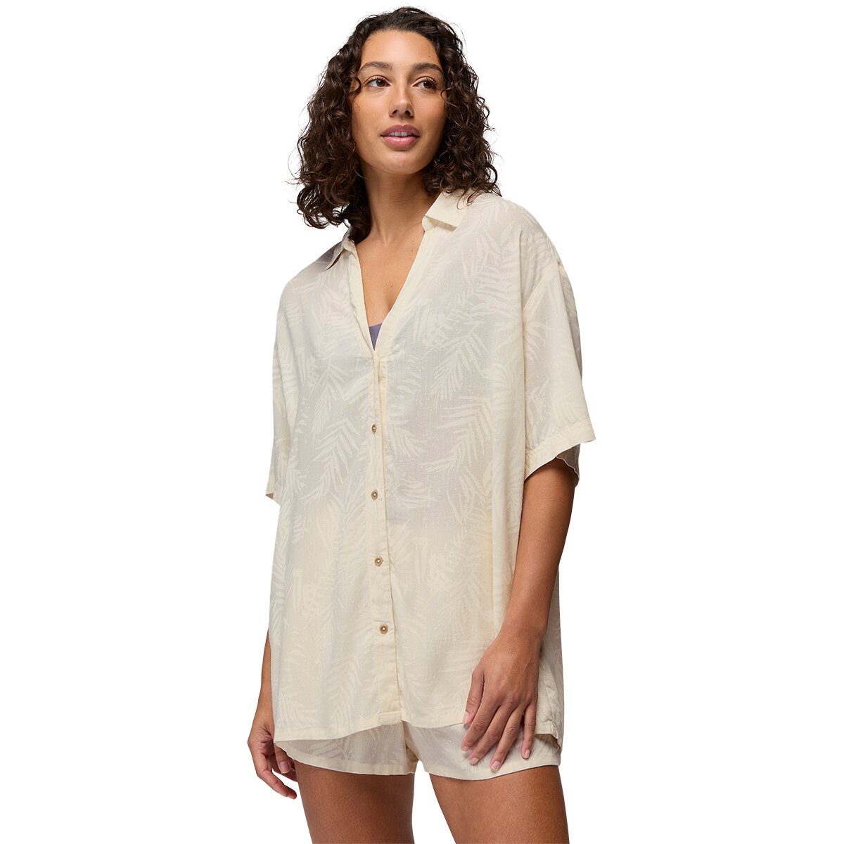 Image of prAna The Bahamas Button-Up Top - Women's Beach Pebble Palms, S
