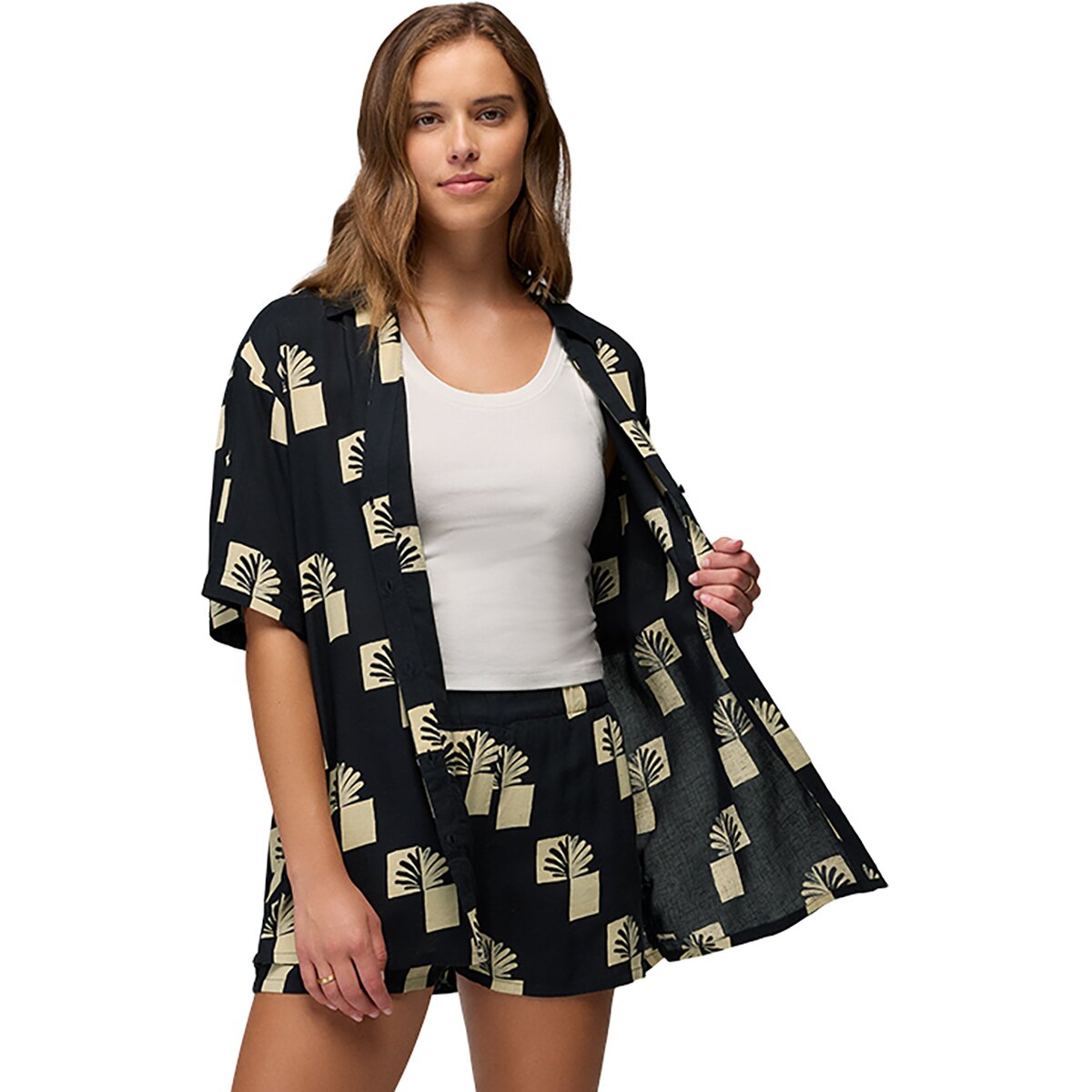 Image of prAna The Bahamas Button-Up Top - Women's Black Checks Mate, XS