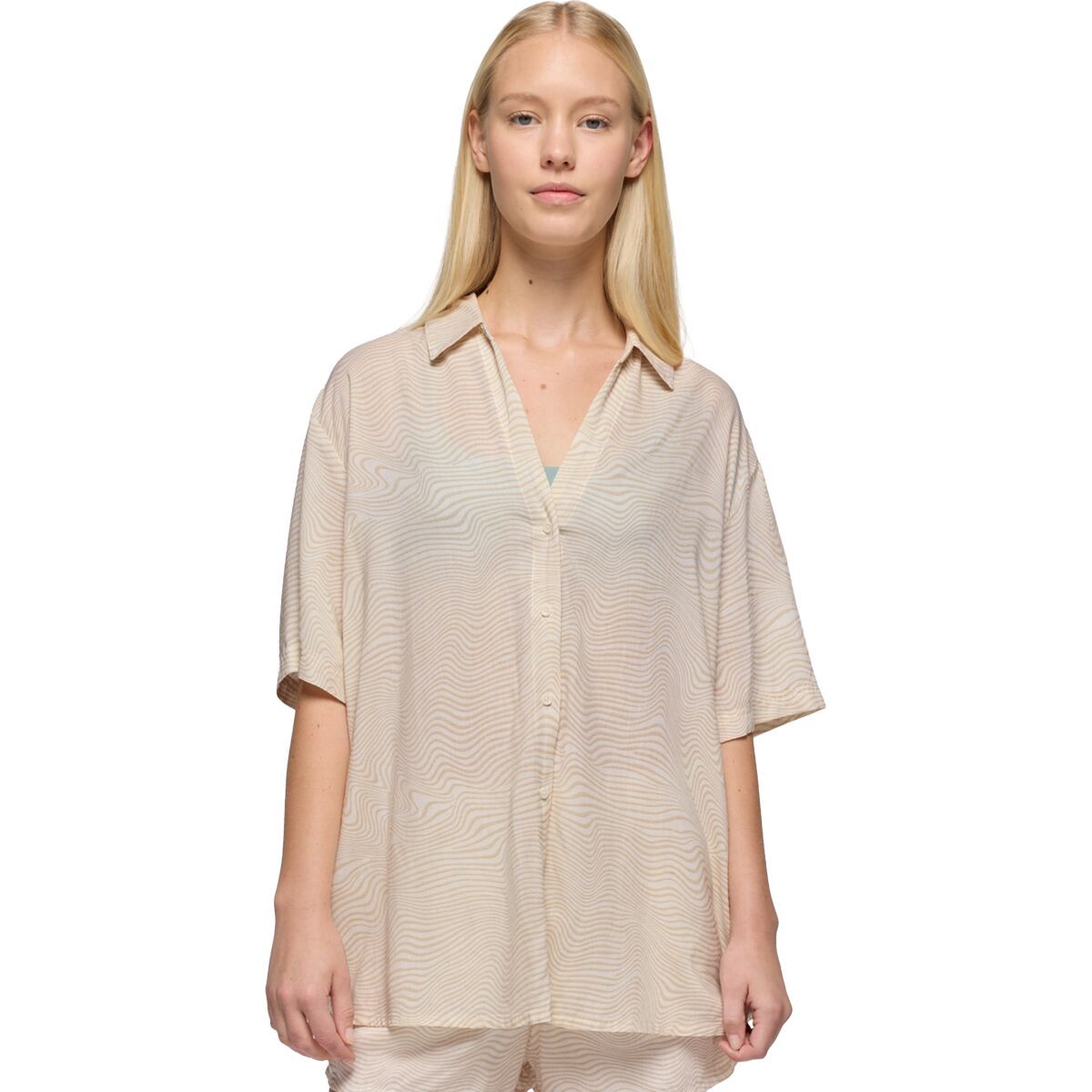Image of prAna The Bahamas Button-Up Top - Women's Soft White Wavee, S