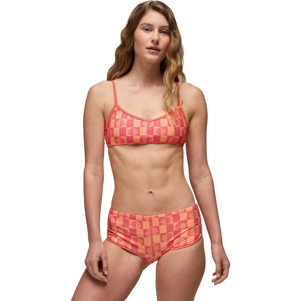 Image of prAna Tropic Kiss Hipster Bikini Bottom - Women's Guava Pop Checker, S