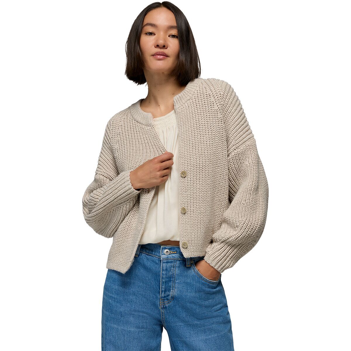 Image of prAna Sunday River Short Cardigan - Women's Almond, XL