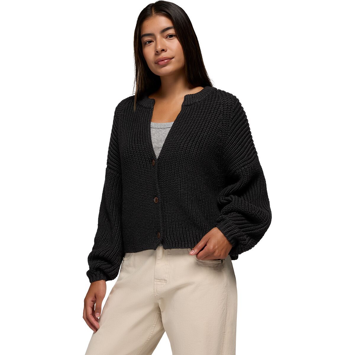 Image of prAna Sunday River Short Cardigan - Women's Black, XL
