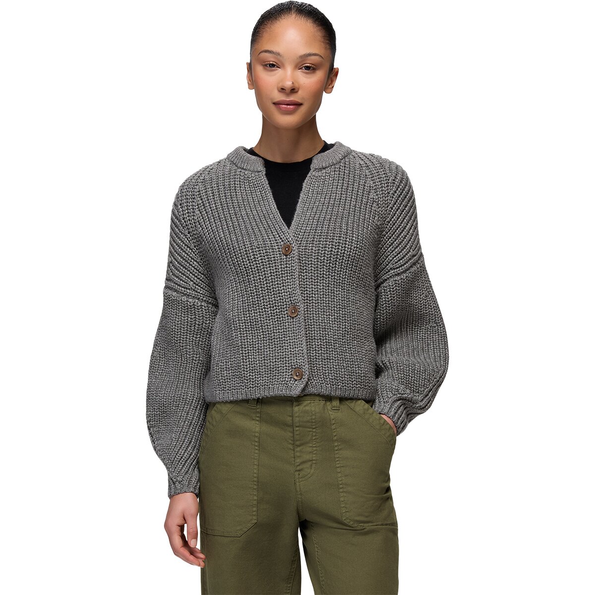 Image of prAna Sunday River Short Cardigan - Women's Heather Grey, XL