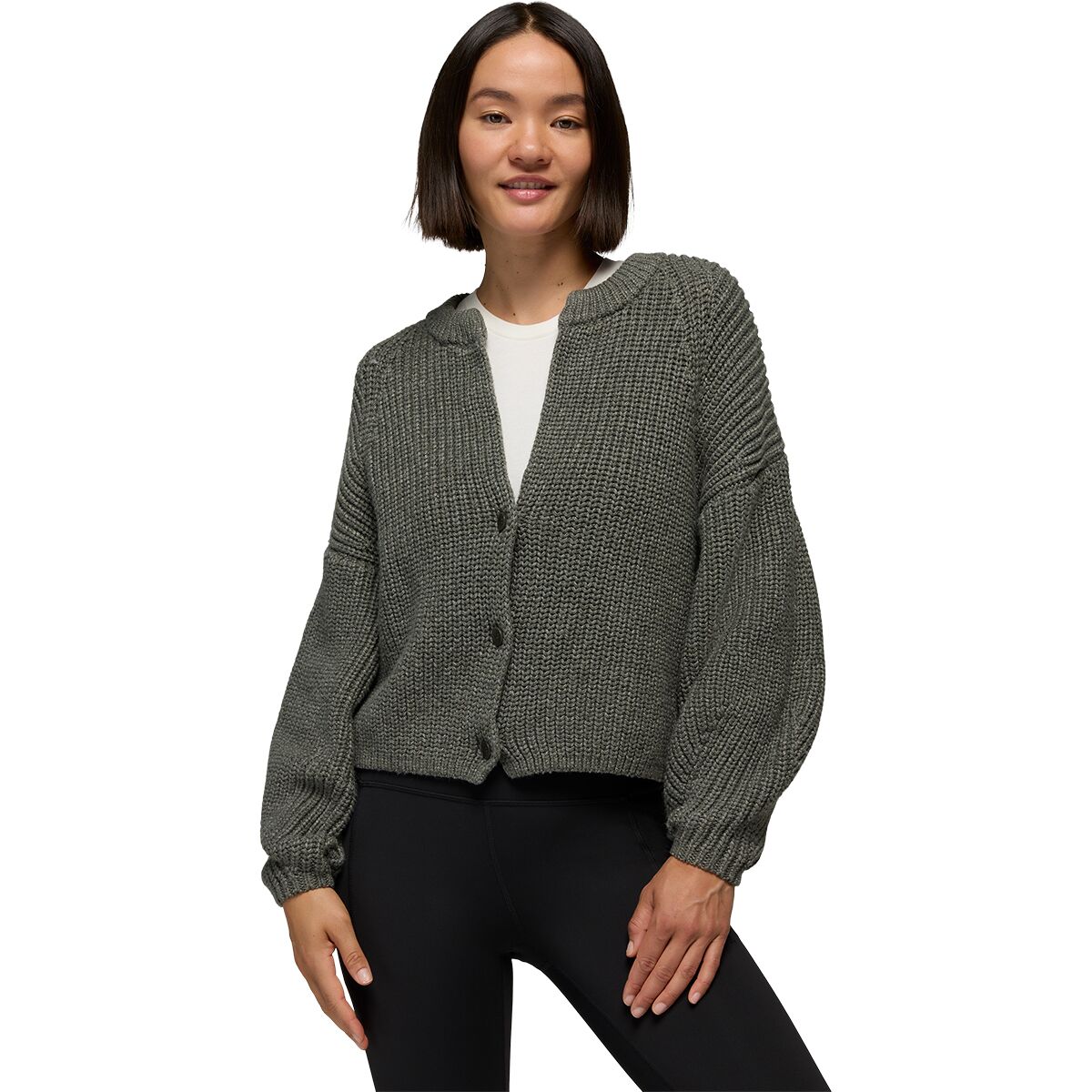 Image of prAna Sunday River Short Cardigan - Women's Thyme, XL