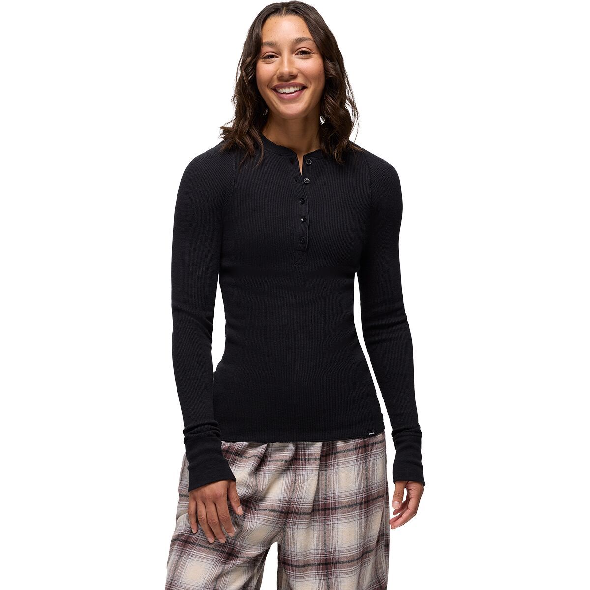 Image of prAna Touchstone Long-Sleeve Henley Shirt - Women's Black Heather, XL