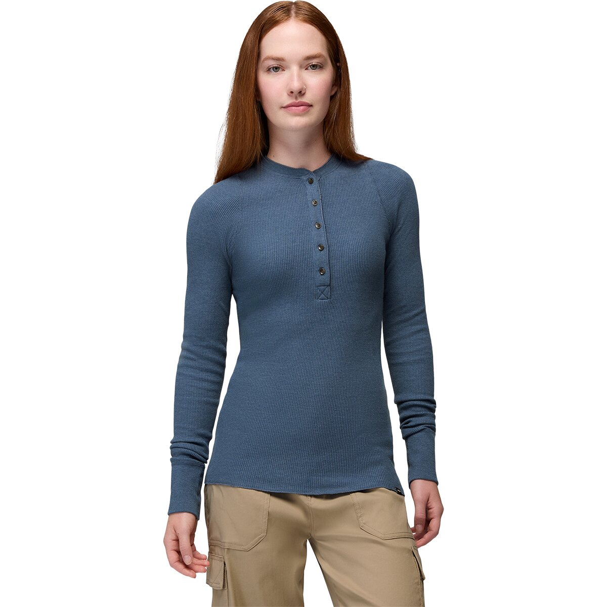 Image of prAna Touchstone Long-Sleeve Henley Shirt - Women's Bluff Blue Heather, S