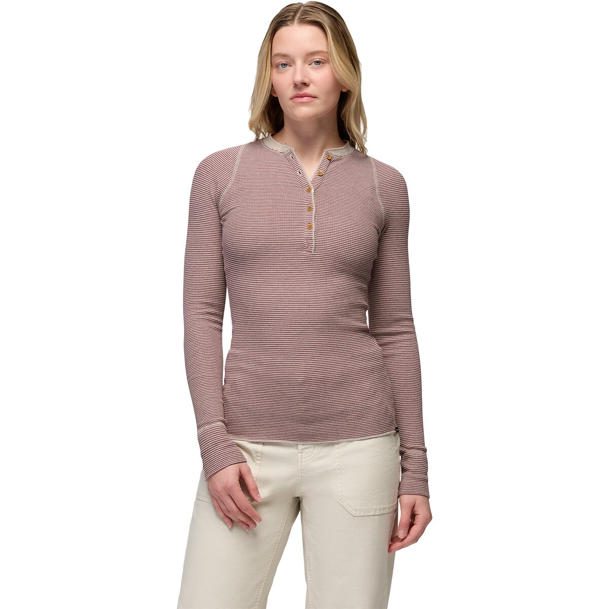 Image of prAna Touchstone Long-Sleeve Henley Shirt - Women's Newberry Heather Stripe, S