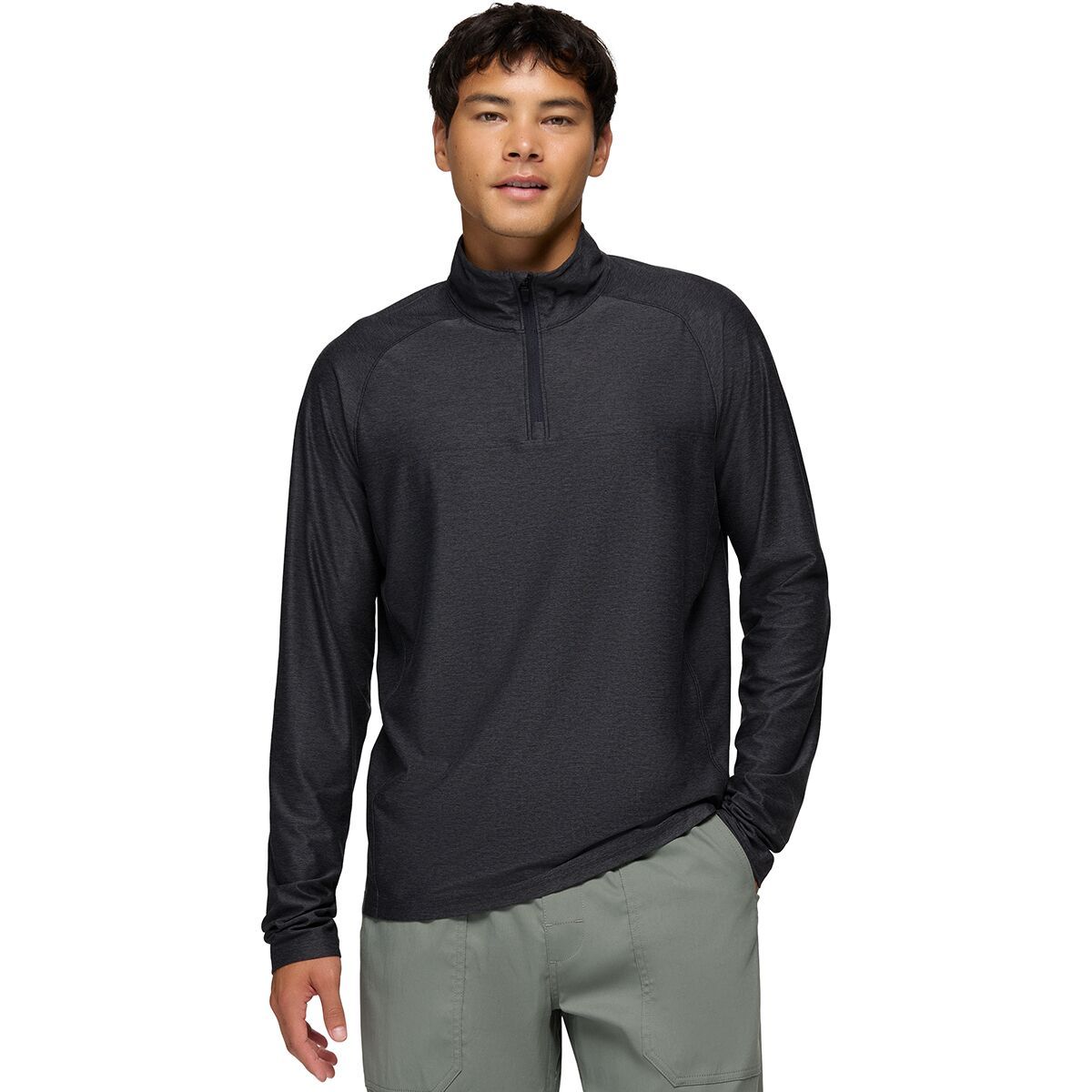 Image of prAna Altitude Tracker LT 1/4-Zip Top - Men's Black Heather, L