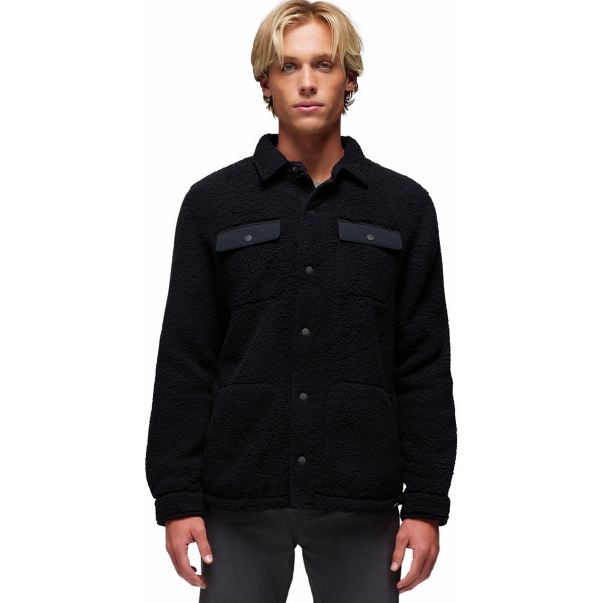 Image of prAna Encinitas Fleece Shacket - Men's Black, XL