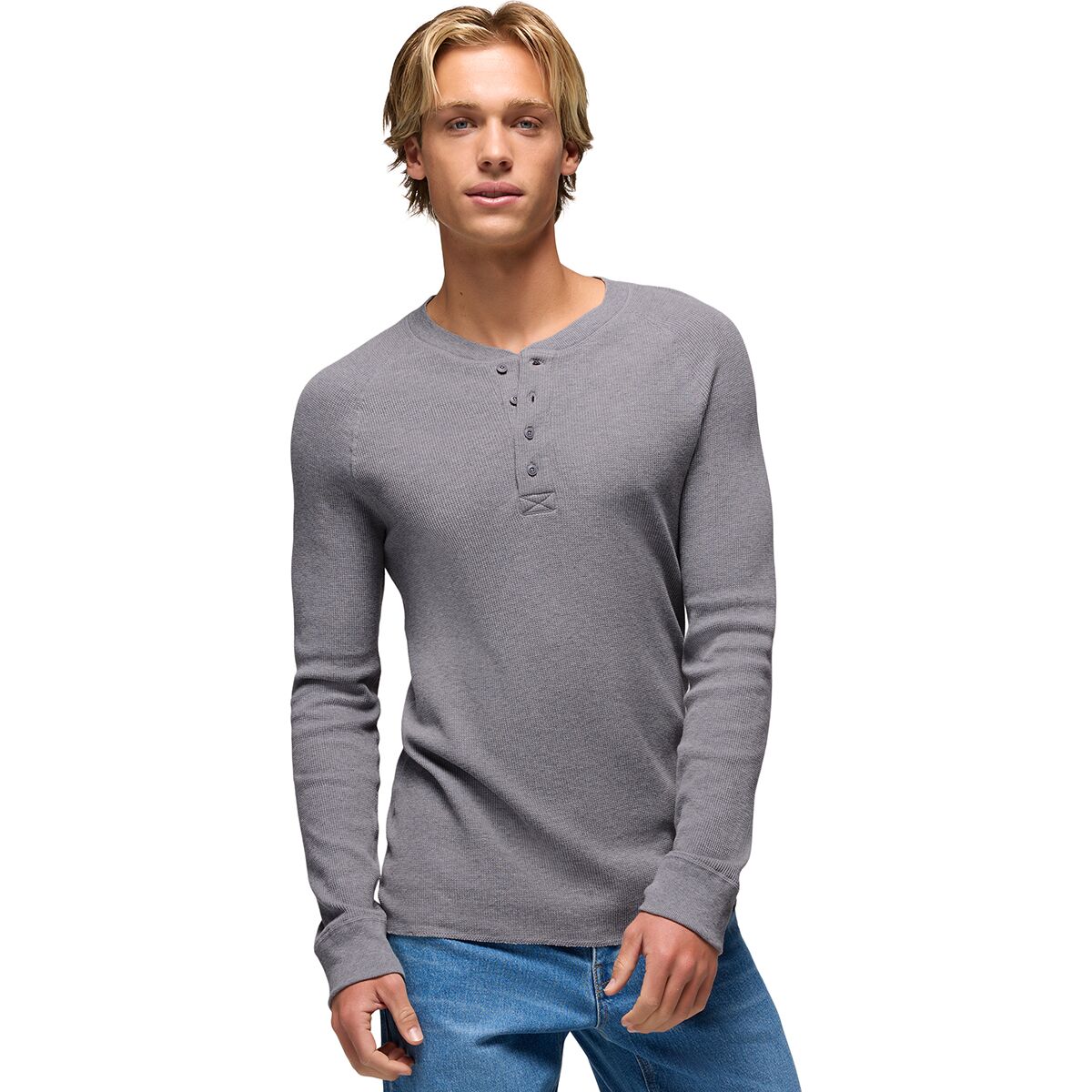 Image of prAna Touchstone Slim Henley Shirt - Men's Heather Grey, XL