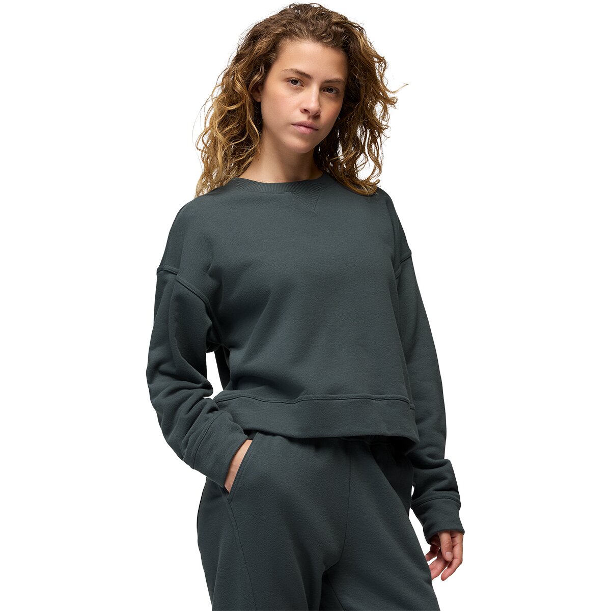 Image of prAna DreamTerry Crew Sweatshirt - Women's Grey Blue, XS