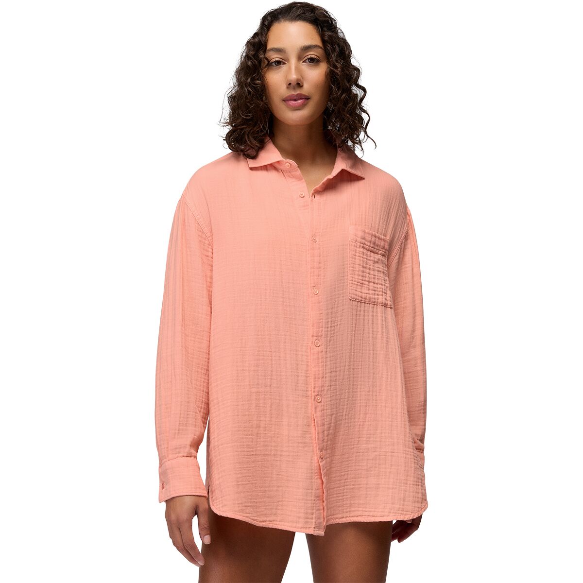 Image of prAna Hideaways Button Down Top - Women's Soft Guava, XS