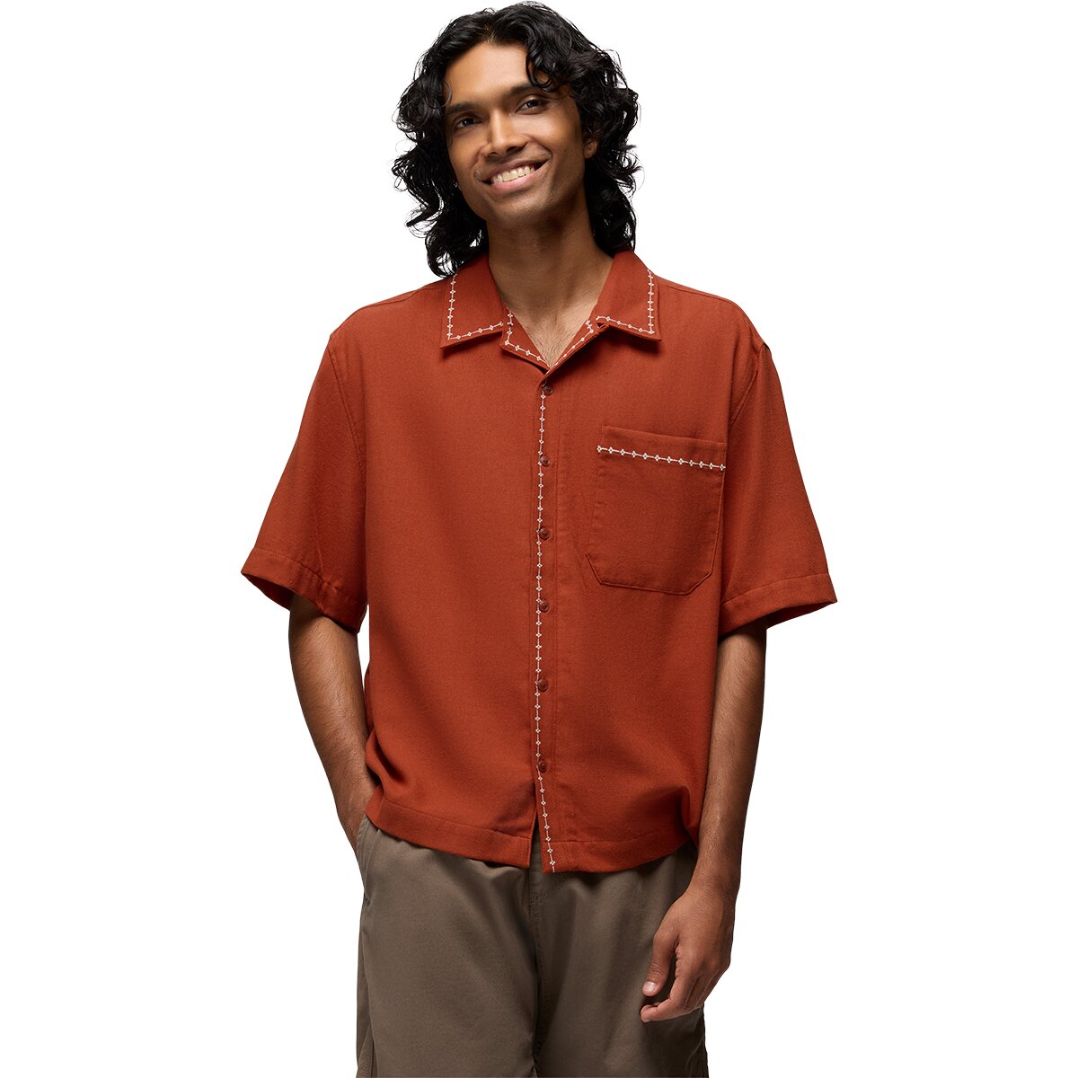 Image of prAna Del Norte Short-Sleeve Shirt - Men's Red Ochre, L