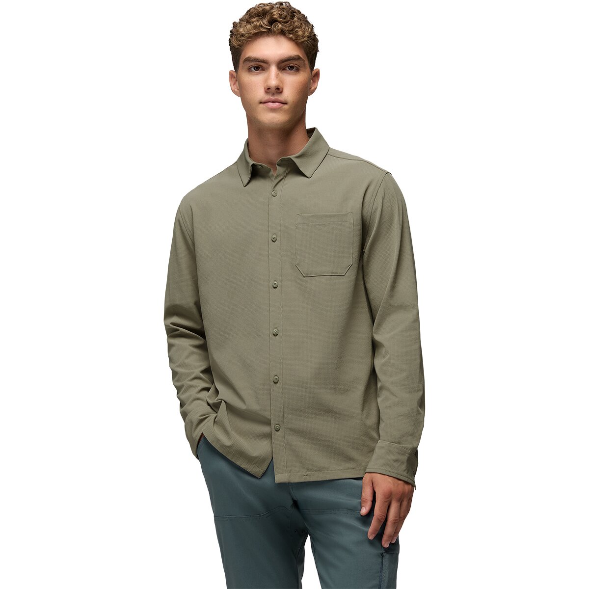 Image of prAna Hybridizer Long-Sleeve Shirt - Men's Sage, M