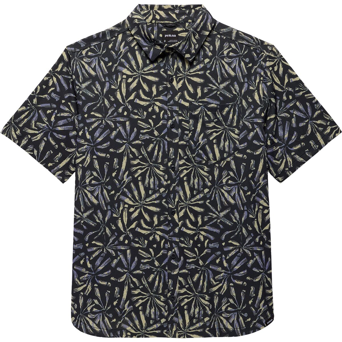 Image of prAna Hybridizer Short-Sleeve Shirt - Men's Black Grounded, XL