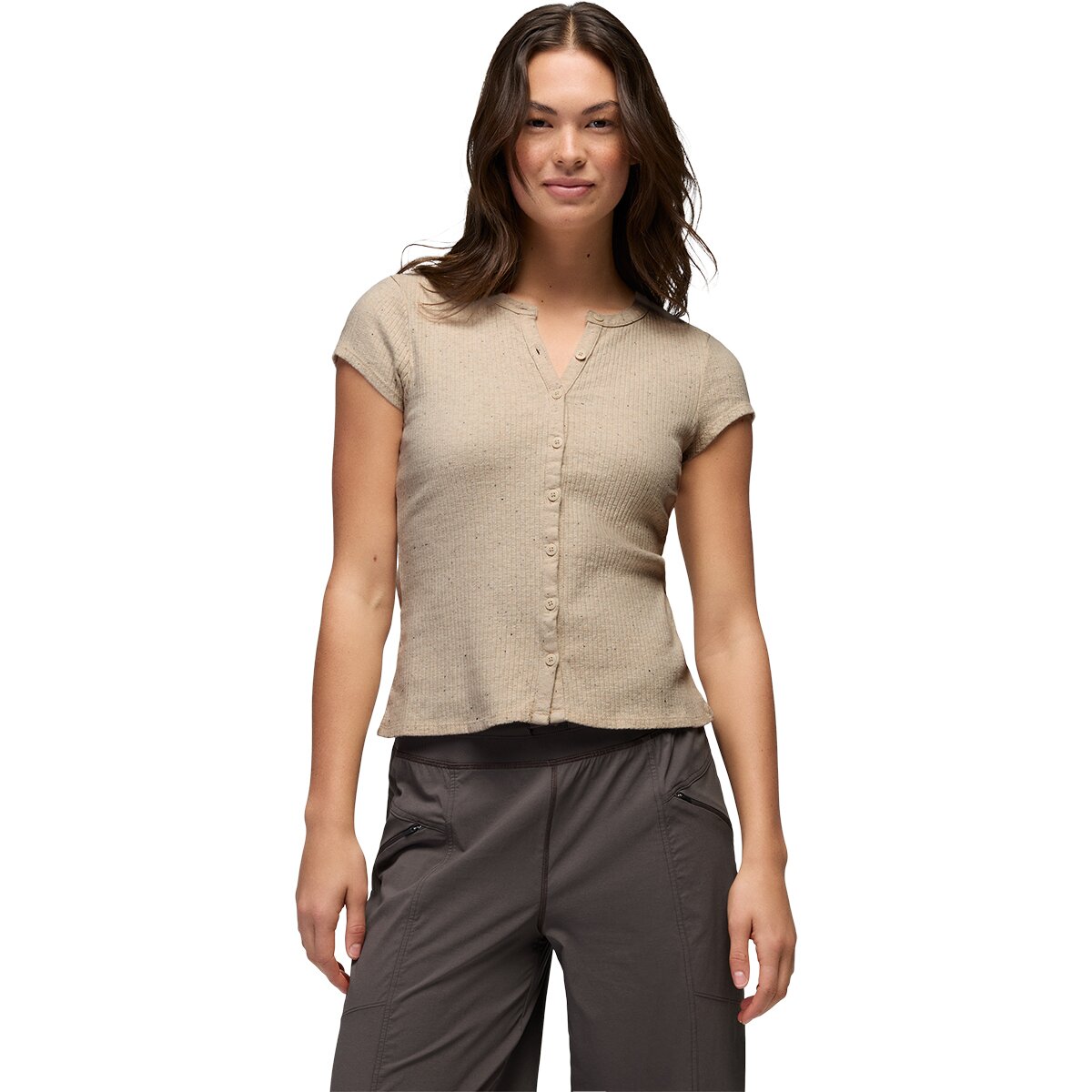 Image of prAna Cambria Cove Button-Up Top - Women's Oatmeal Heather, XS