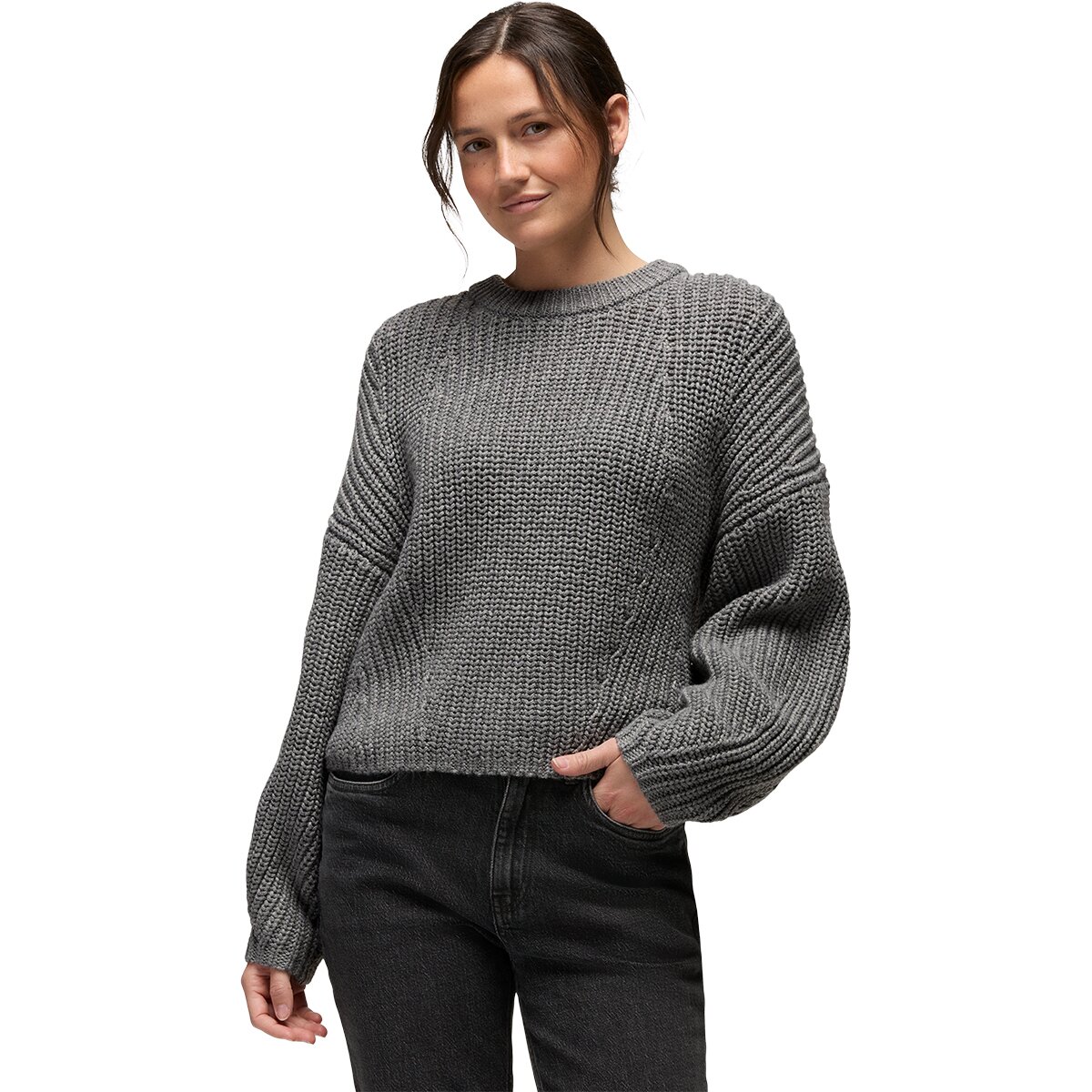 Image of prAna Sunday River Crewneck Sweater - Women's Heather Grey, L