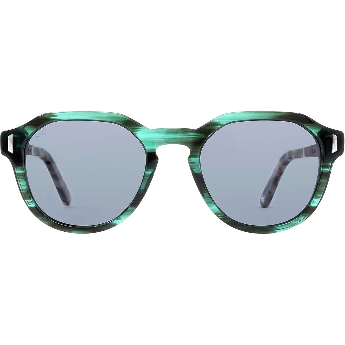 Proof Goodson Jade Green & Wood Eco Sunglasses Jade Green Thick Retro-Vintage Round Tinted Sunglasses with  main image 4