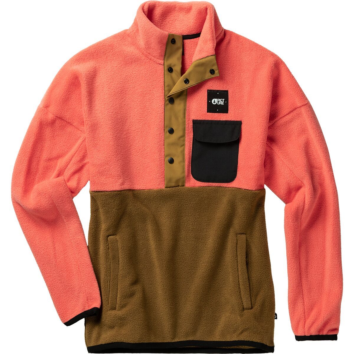 Picture Organic Arcca 1/4-Zip Fleece Pullover - Women's Hot Coral/Dark Golden, XS