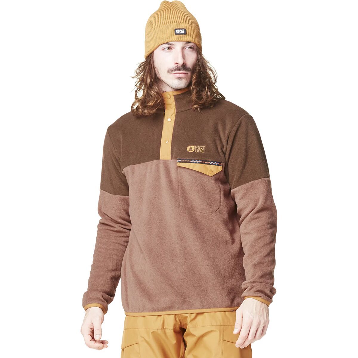 Picture Organic Arcca 1/4-Zip Fleece - Men's Cocoa Brown/Chicory Coffee, XL