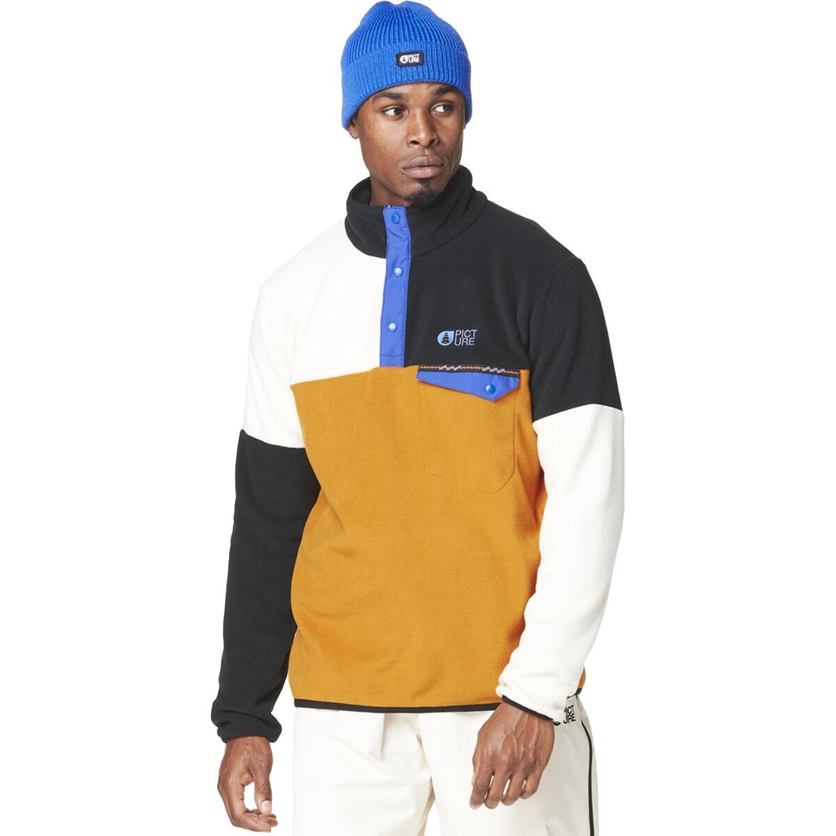 Image of Picture Organic Arcca 1/4-Zip Fleece - Men's Honey/Vanilla/Black, XL