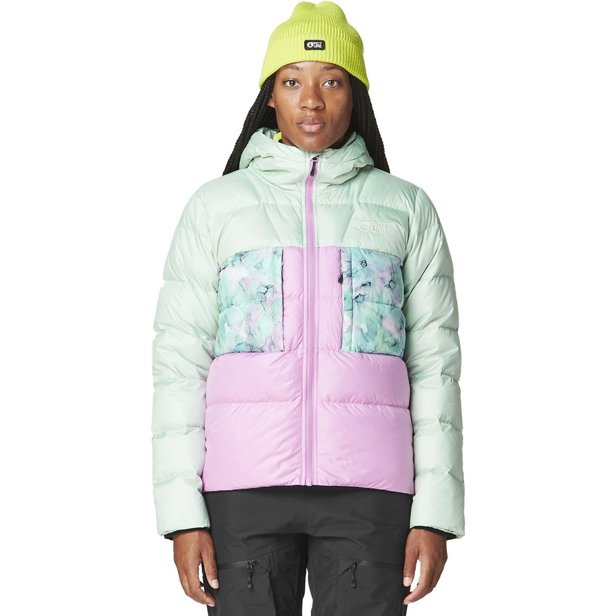 Image of Picture Organic Hi Puff Jacket - Women's Silt Green/Orchid/Blurry Water, S