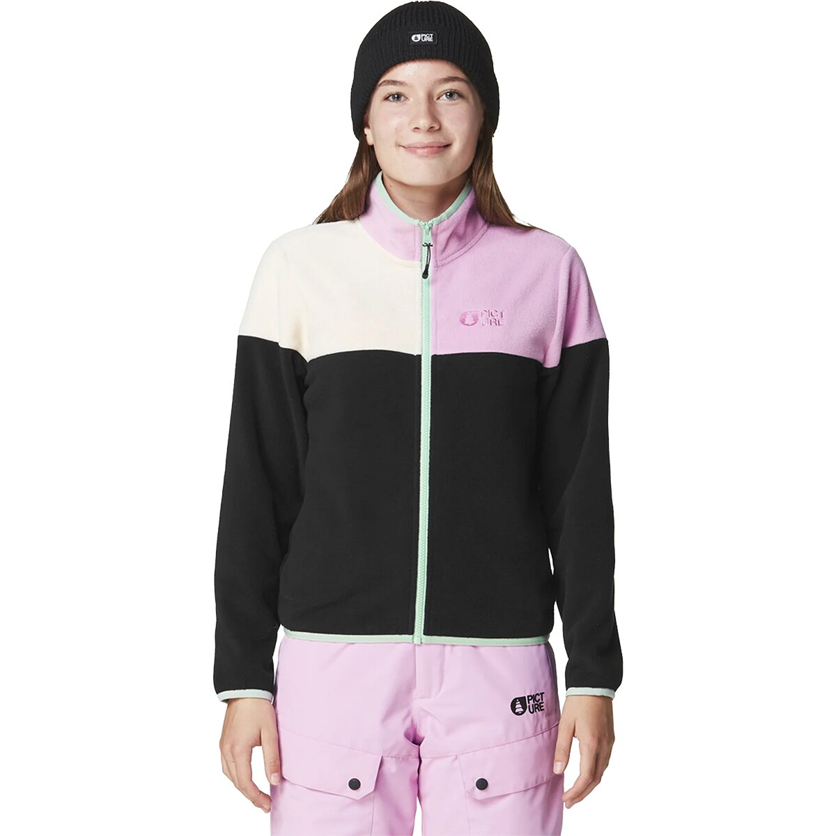 Image of Picture Organic Pipoa Fleece Jacket - Girls' Black Vanilla Orchid, 14