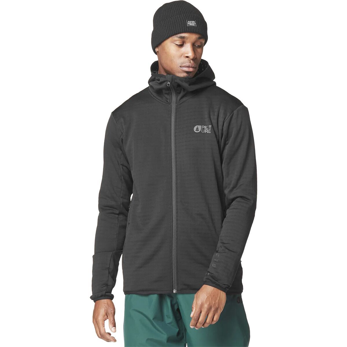 Image of Picture Organic Bake Grid Full-Zip Hooded Fleece - Men's Black, M