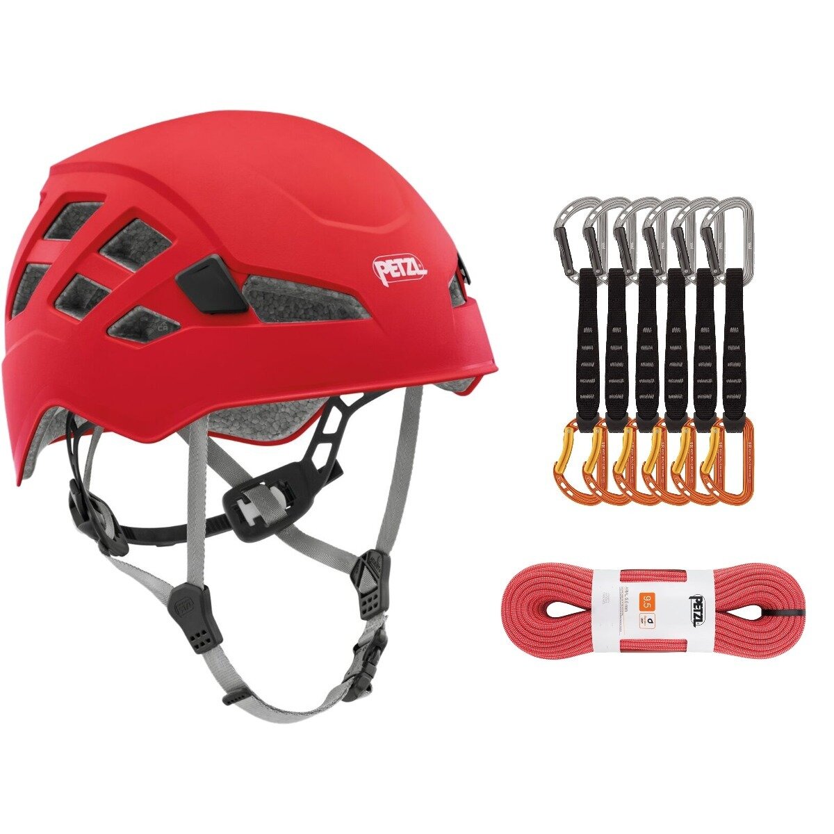 Image of Petzl Sport Climbing Starter Package Red, Red, One Color, 80m, S/M, 17cm