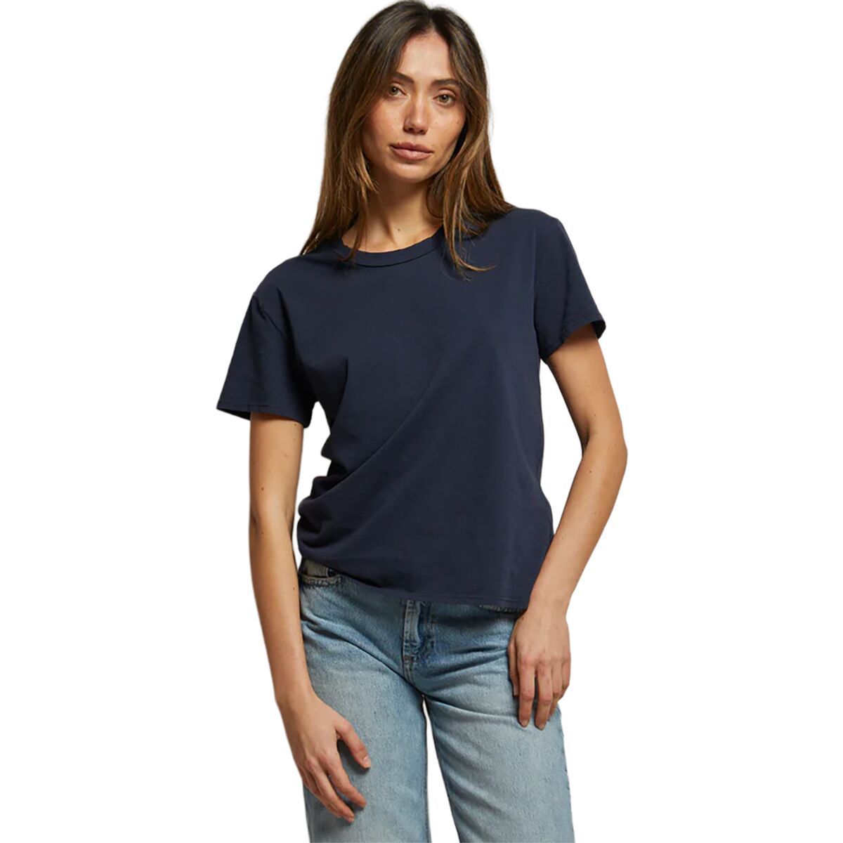 Image of perfectwhitetee Harley Cotton Boxy Crew T-Shirt - Women's Navy, XS