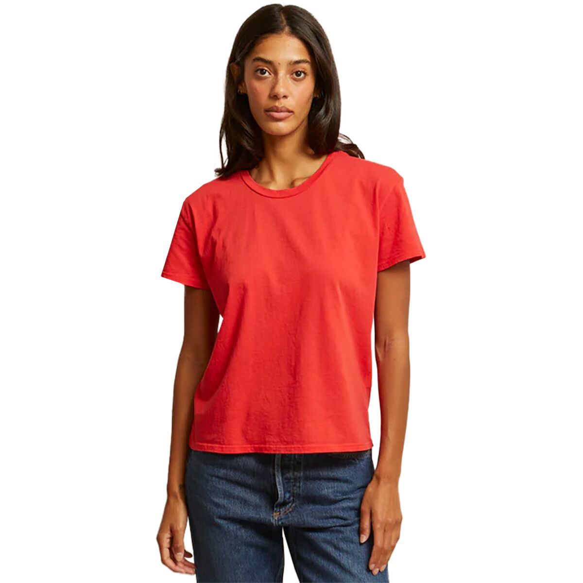 Image of perfectwhitetee Harley Cotton Boxy Crew T-Shirt - Women's Poppy Red, XS