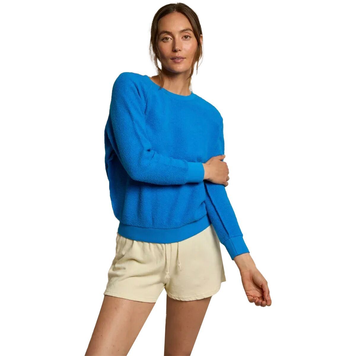 Image of perfectwhitetee Ziggy Reverse Fleece Shrunken Crew Sweater - Women's Cobalt, XS